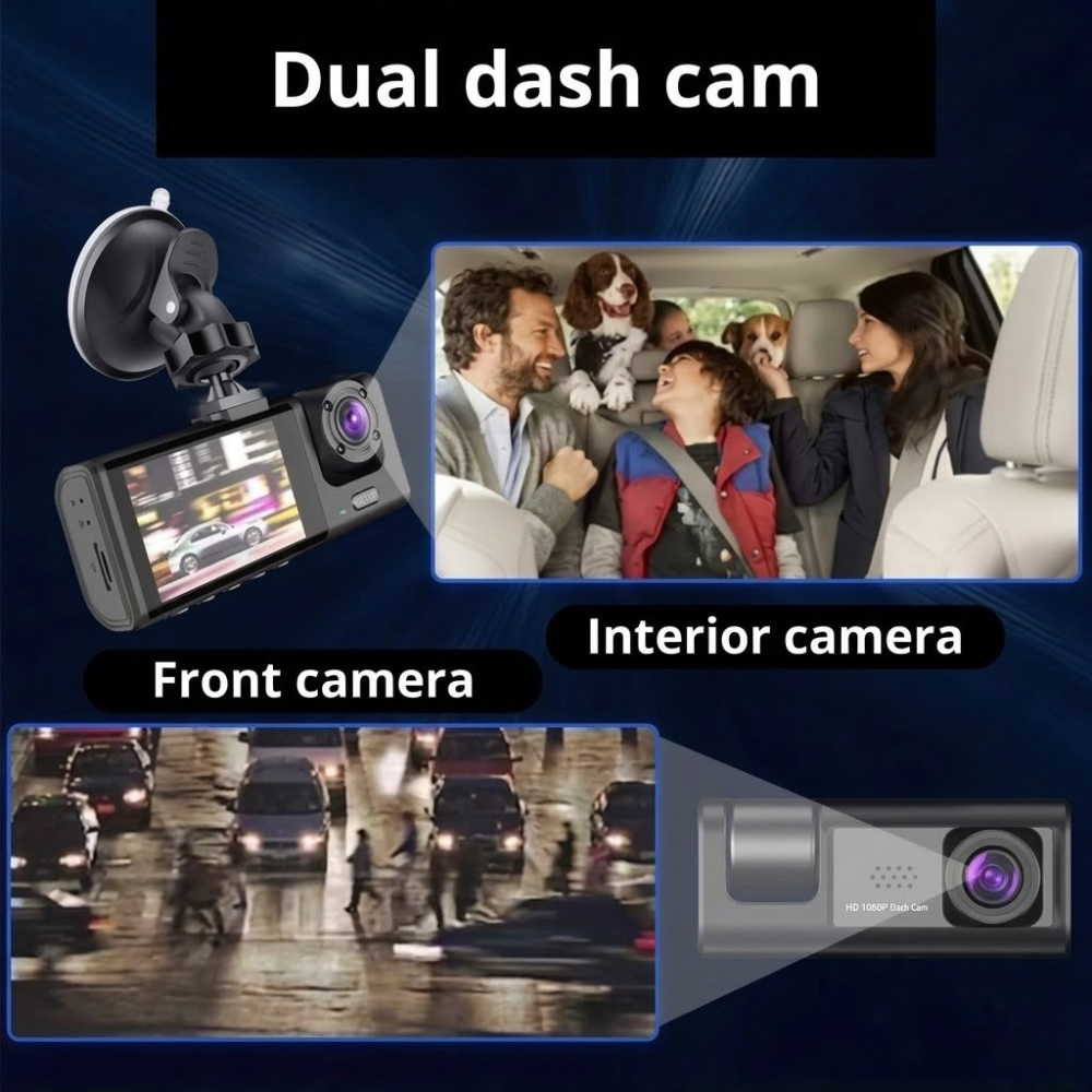 Dashcam Dual Camera for Car with Front and Interior Recording