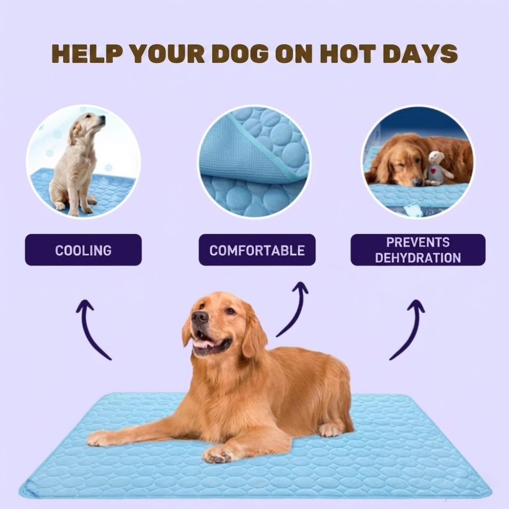 Dog Cooling Mat with Breathable Ice Silk and Washable Surface