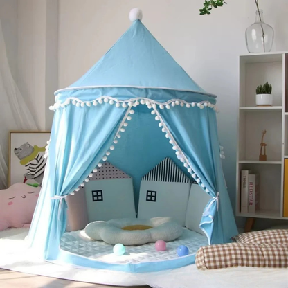 Canvas Play Teepee Tent with Cotton Fabric and Wooden Pole Frame