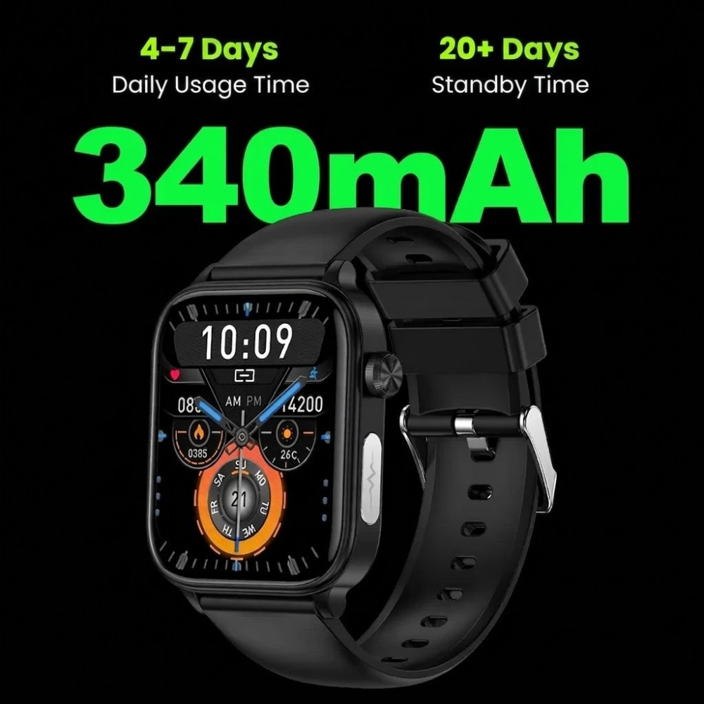 Smartwatch with SOS Alarm, Fall Detection, Heart Rate and Oxygen Tracking, Bluetooth, Water Resistant