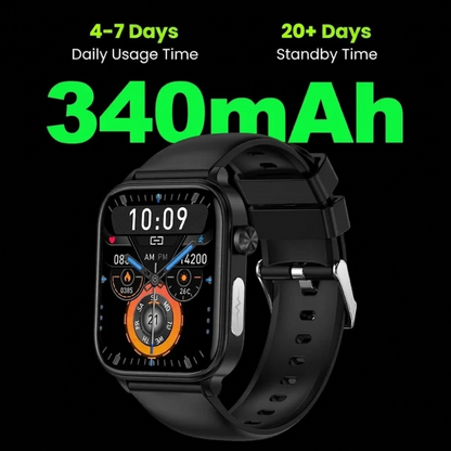 Smartwatch with SOS Alarm, Fall Detection, Heart Rate and Oxygen Tracking, Bluetooth, Water Resistant