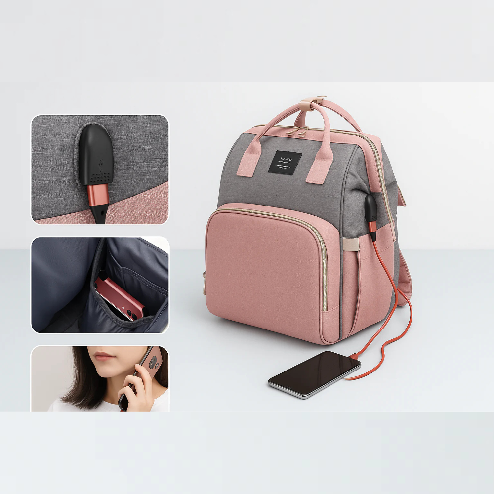 Baby Diaper Backpack with Foldable Crib