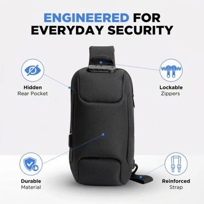 Crossbody Travel Bag with USB Charging Function and Zip Pockets