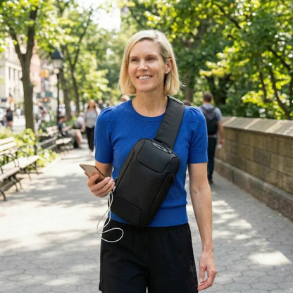 Crossbody Travel Bag with USB Charging Function and Zip Pockets