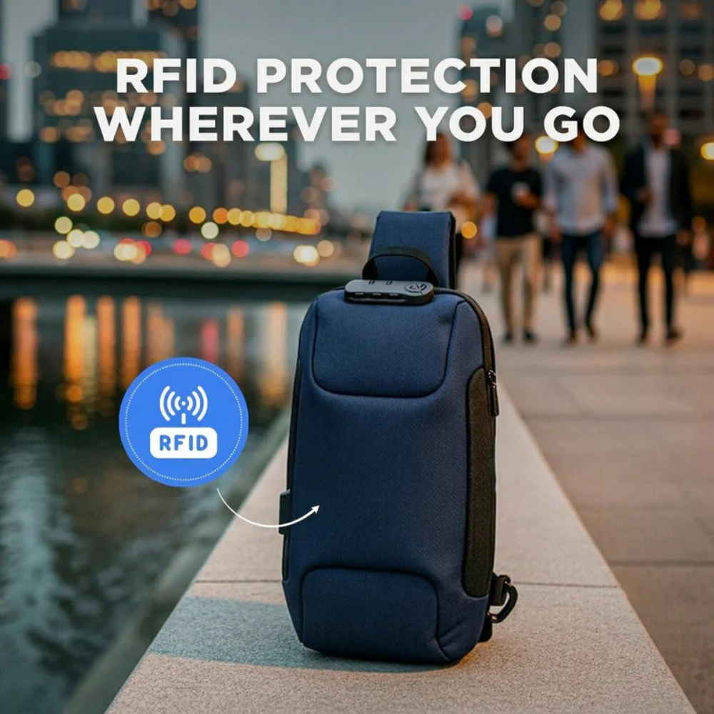 Crossbody Travel Bag with USB Charging Function and Zip Pockets