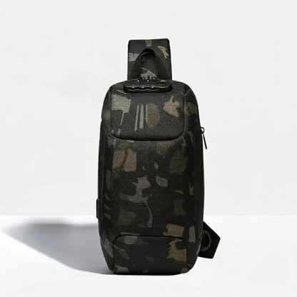 Crossbody Travel Bag with USB Charging Function and Zip Pockets