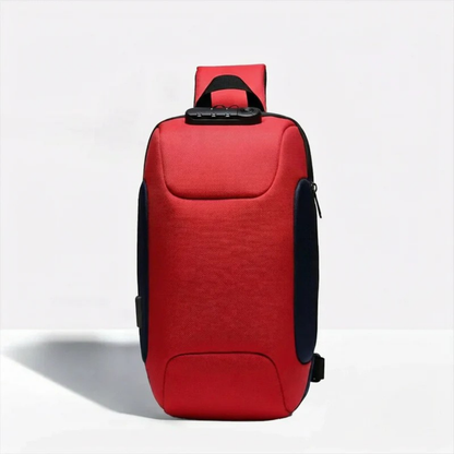 Crossbody Travel Bag with USB Charging Function and Zip Pockets