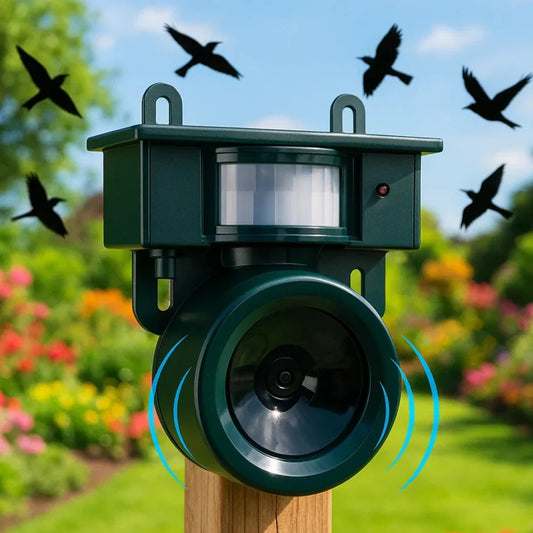 Weather Resistant Bird Repellent with PIR Motion Sensor and Solar Power
