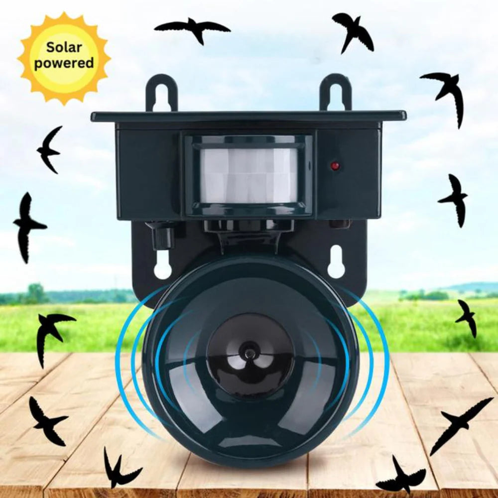 Weather Resistant Bird Repellent with PIR Motion Sensor and Solar Power