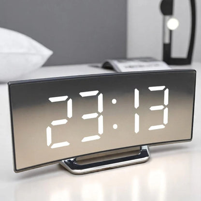 LED Digital Alarm Clock with Curved Screen and Automatic Light