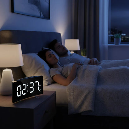 LED Digital Alarm Clock with Curved Screen and Automatic Light