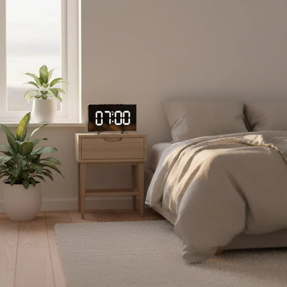 LED Digital Alarm Clock with Curved Screen and Automatic Light
