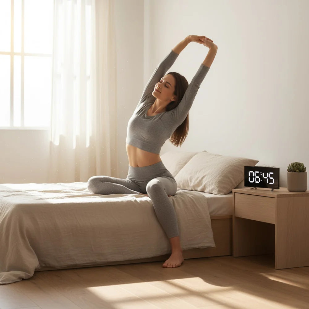 LED Digital Alarm Clock with Curved Screen and Automatic Light