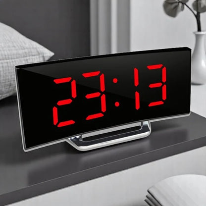 LED Digital Alarm Clock with Curved Screen and Automatic Light