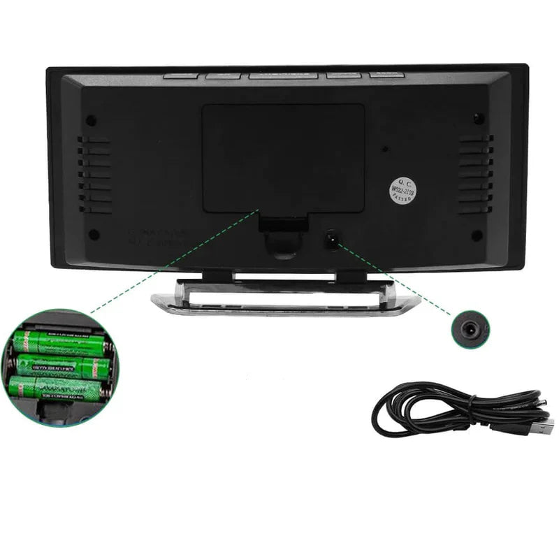 LED Digital Alarm Clock with Curved Screen and Automatic Light