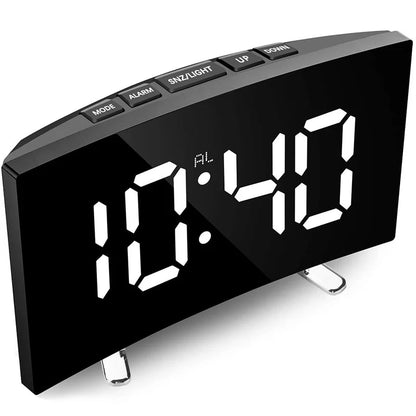 LED Digital Alarm Clock with Curved Screen and Automatic Light