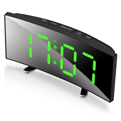 LED Digital Alarm Clock with Curved Screen and Automatic Light