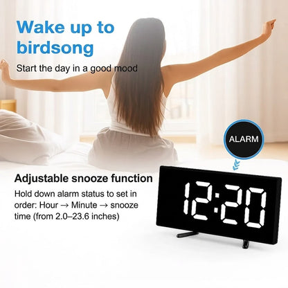 LED Digital Alarm Clock with Curved Screen and Automatic Light