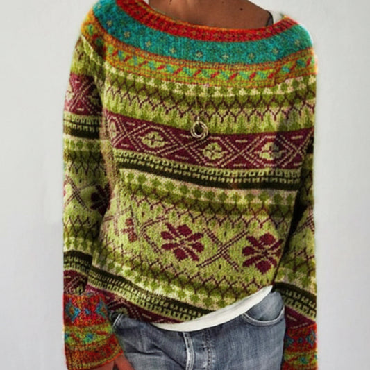 Winter Vintage Knit Sweater, Soft Cotton Blend Pullover