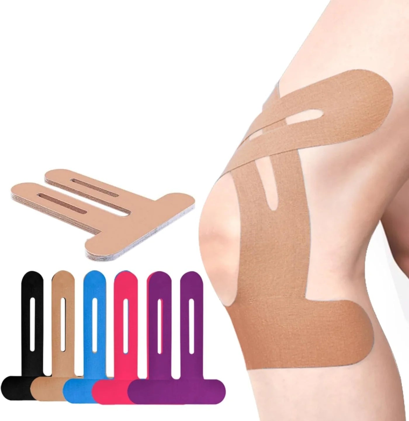 Knee Support Tape, Pre-Cut Kinesio Tape, Breathable Athletic Knee Bandage
