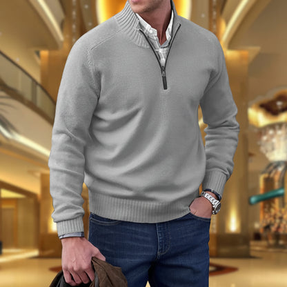 Elegant Half Zip Pullover Cotton Blend Sweater