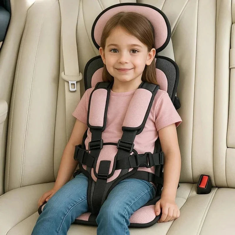 Foldable Travel Child Seat with Five-Point Harness for Cars and Trips