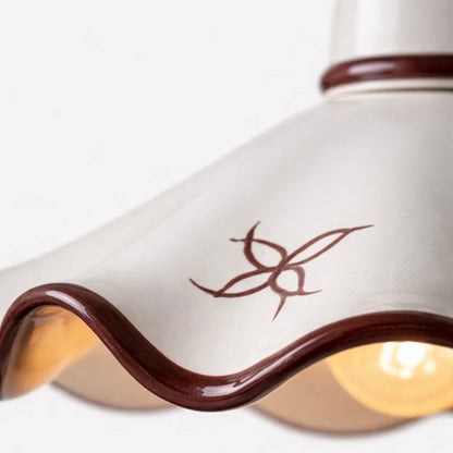 Ceramic Pendant Light with Pleated Matte Finish and Adjustable Cord