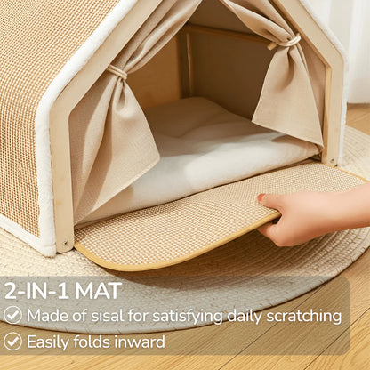 Cat Tent Bed with Sisal Scratching Surface and Enclosed Shelter