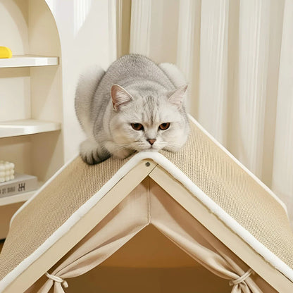 Cat Tent Bed with Sisal Scratching Surface and Enclosed Shelter