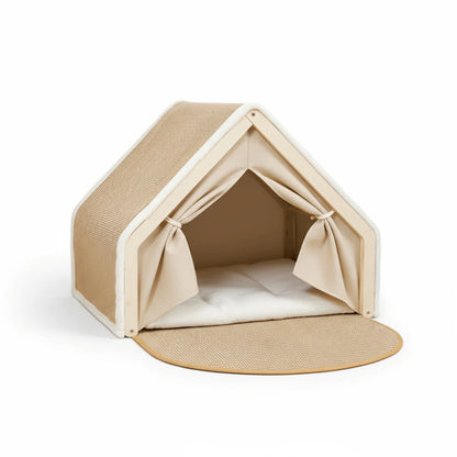 Cat Tent Bed with Sisal Scratching Surface and Enclosed Shelter