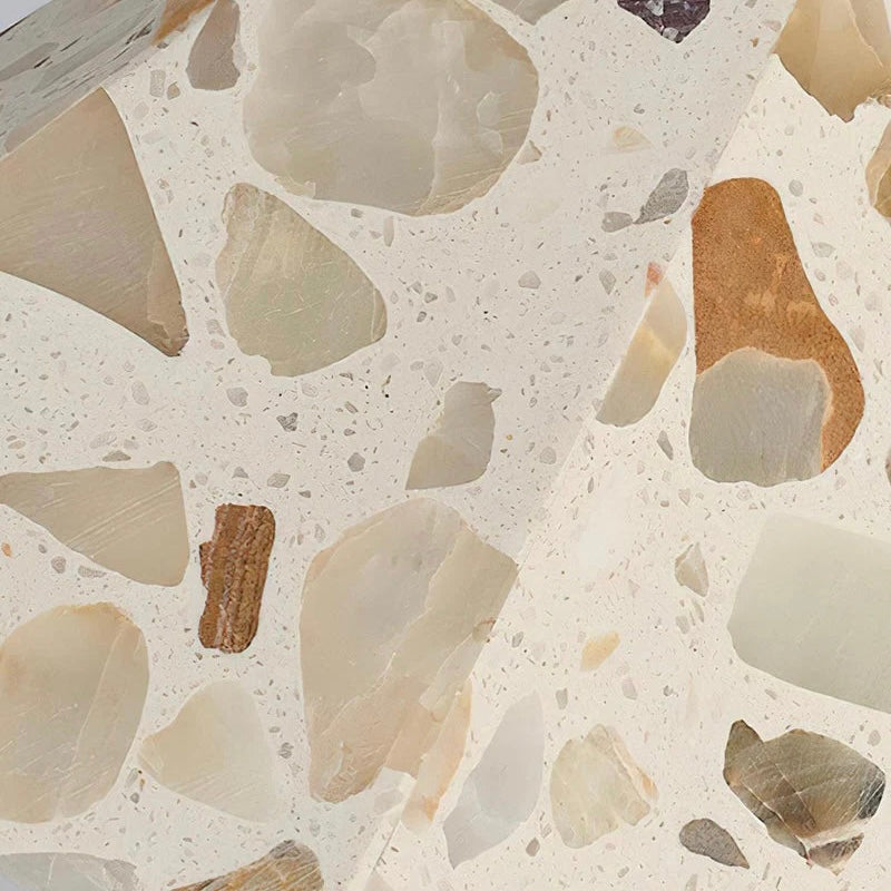 Terrazzo and Wood Pendant Light with Adjustable Ceiling Cable
