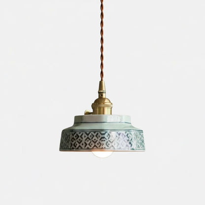 Ceramic Pendant Light with Hand Painted Finish and Adjustable Cord