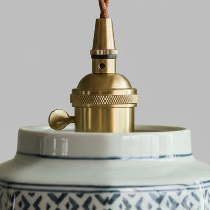 Ceramic Pendant Light with Hand Painted Finish and Adjustable Cord