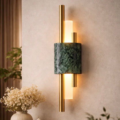 Marble Wall Light with Brass Finish and Soft Acrylic Diffuser Design