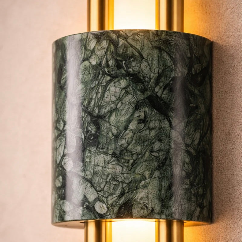 Marble Wall Light with Brass Finish and Soft Acrylic Diffuser Design