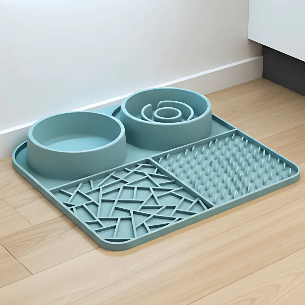 3 in 1 Pet Feeding Mat with Slow Feeder, Lick Mat and Water Bowl