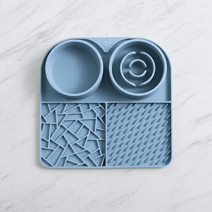 3 in 1 Pet Feeding Mat with Slow Feeder, Lick Mat and Water Bowl