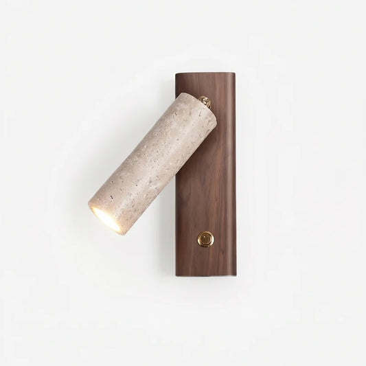 Indoor Wall Light with Natural Stone, Wood Accent, and LED Source