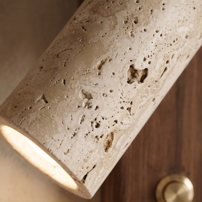 Indoor Wall Light with Natural Stone, Wood Accent, and LED Source