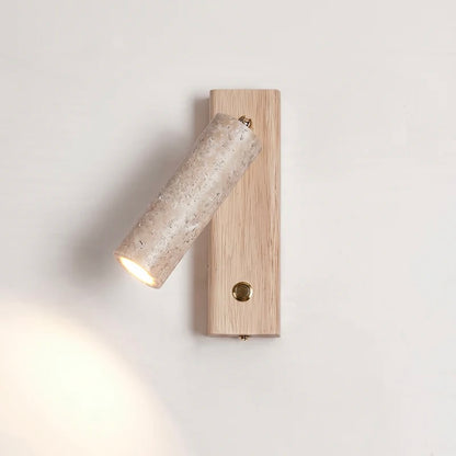 Indoor Wall Light with Natural Stone, Wood Accent, and LED Source