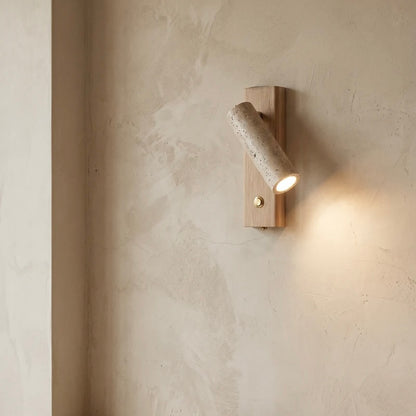 Indoor Wall Light with Natural Stone, Wood Accent, and LED Source