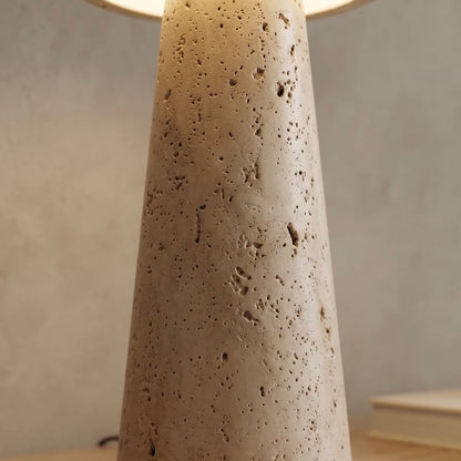 Travertine Stone Table Lamp with Built In LED and Sculptural Design