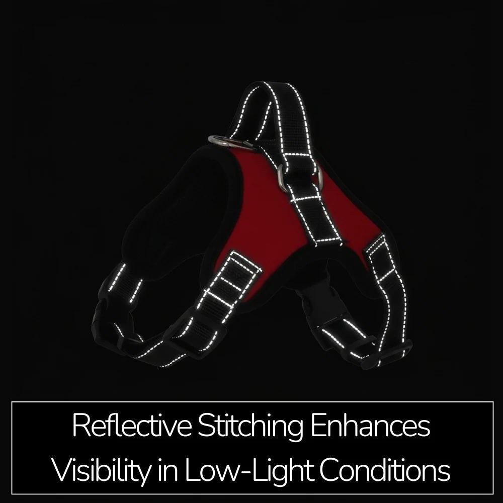 Dog Walking Harness with Mesh Lining, Reflective Straps and Handle