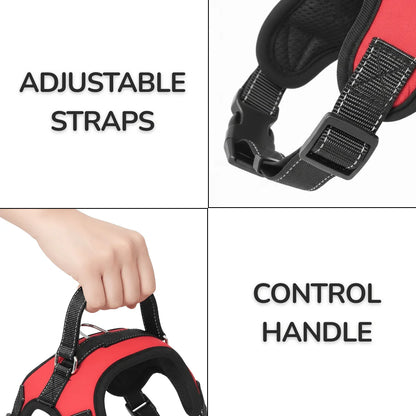Dog Walking Harness with Mesh Lining, Reflective Straps and Handle