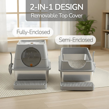 Stainless Steel Litter Box Flip-Top Design