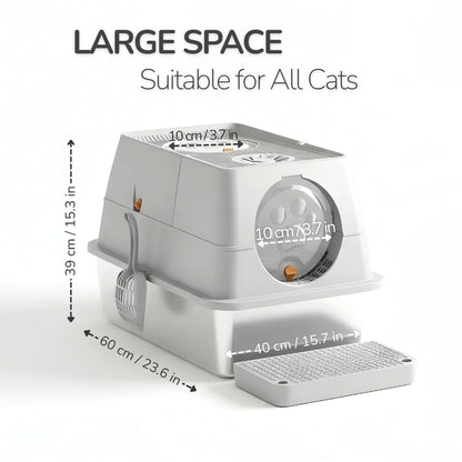 Stainless Steel Litter Box Flip-Top Design