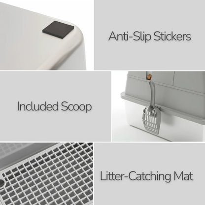 Stainless Steel Litter Box Flip-Top Design