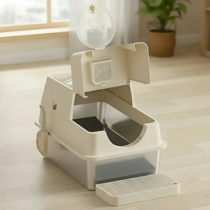 Stainless Steel Litter Box Flip-Top Design