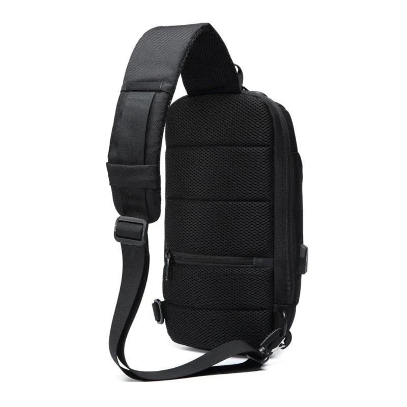 Crossbody Travel Bag with USB Charging Function and Zip Pockets