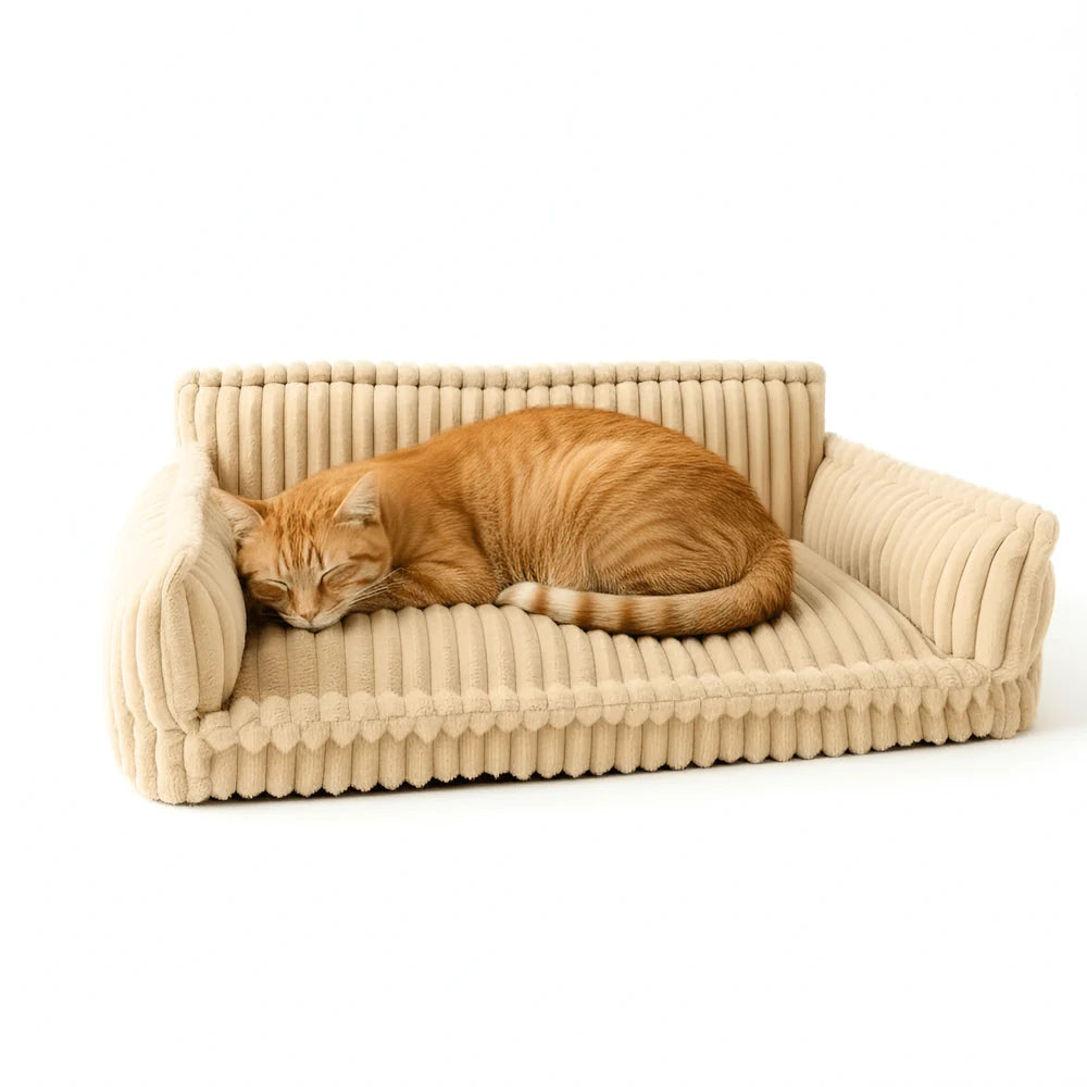Pet Sofa Bed with Fleece Cover and Removable Washable Cushion